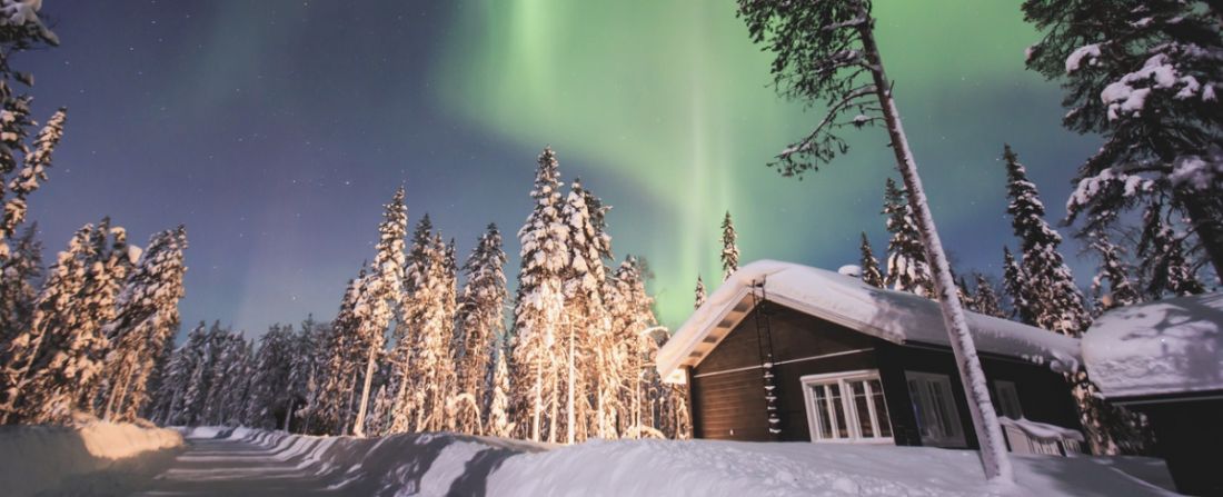 aurora boreal na neve